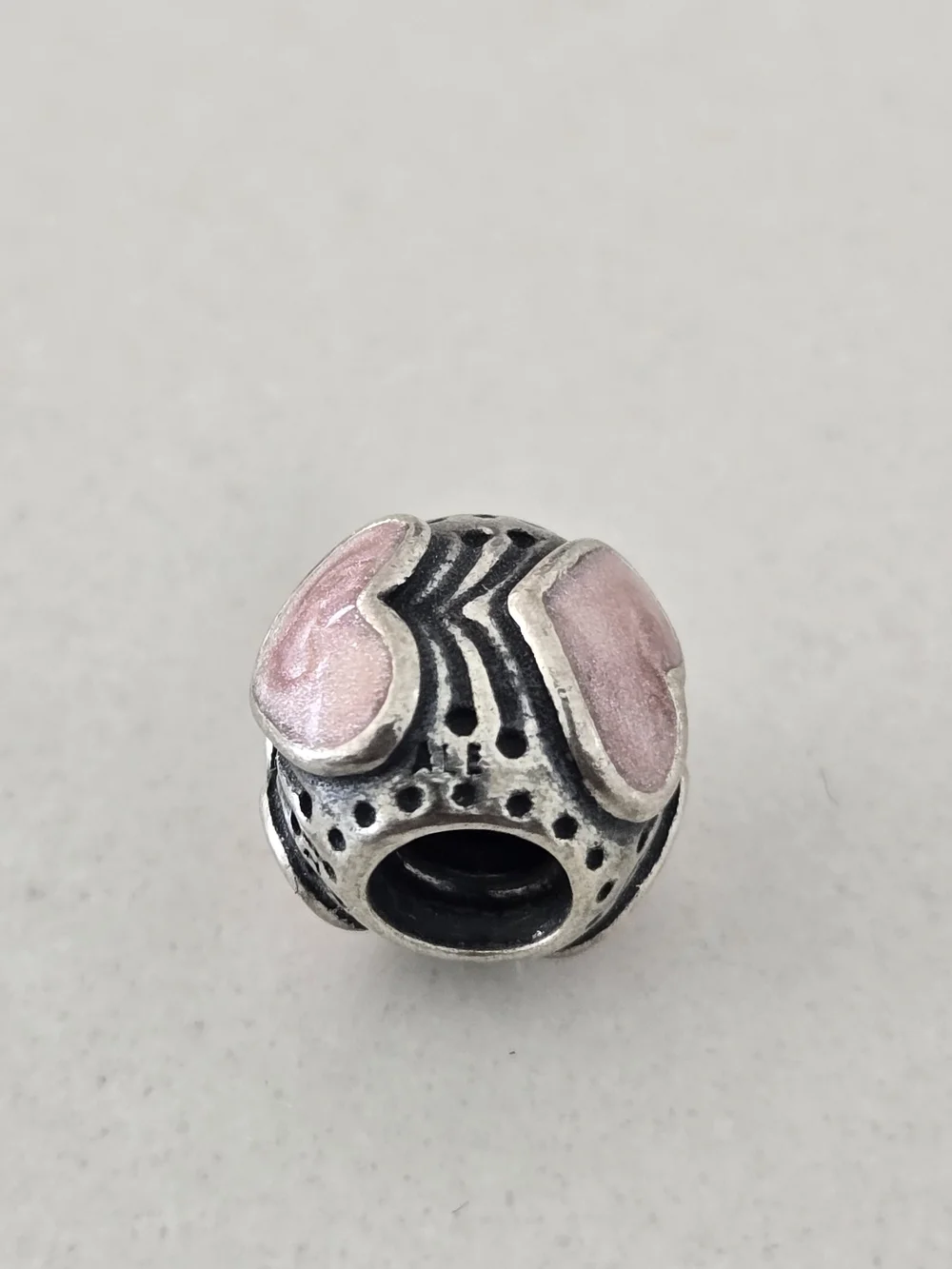 Pandora Sterling Silver Pink Enamel Heart Charm Bead